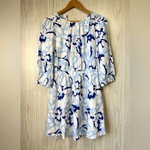 LOFT Blue Floral Linen Blend Dress Size SP NWT